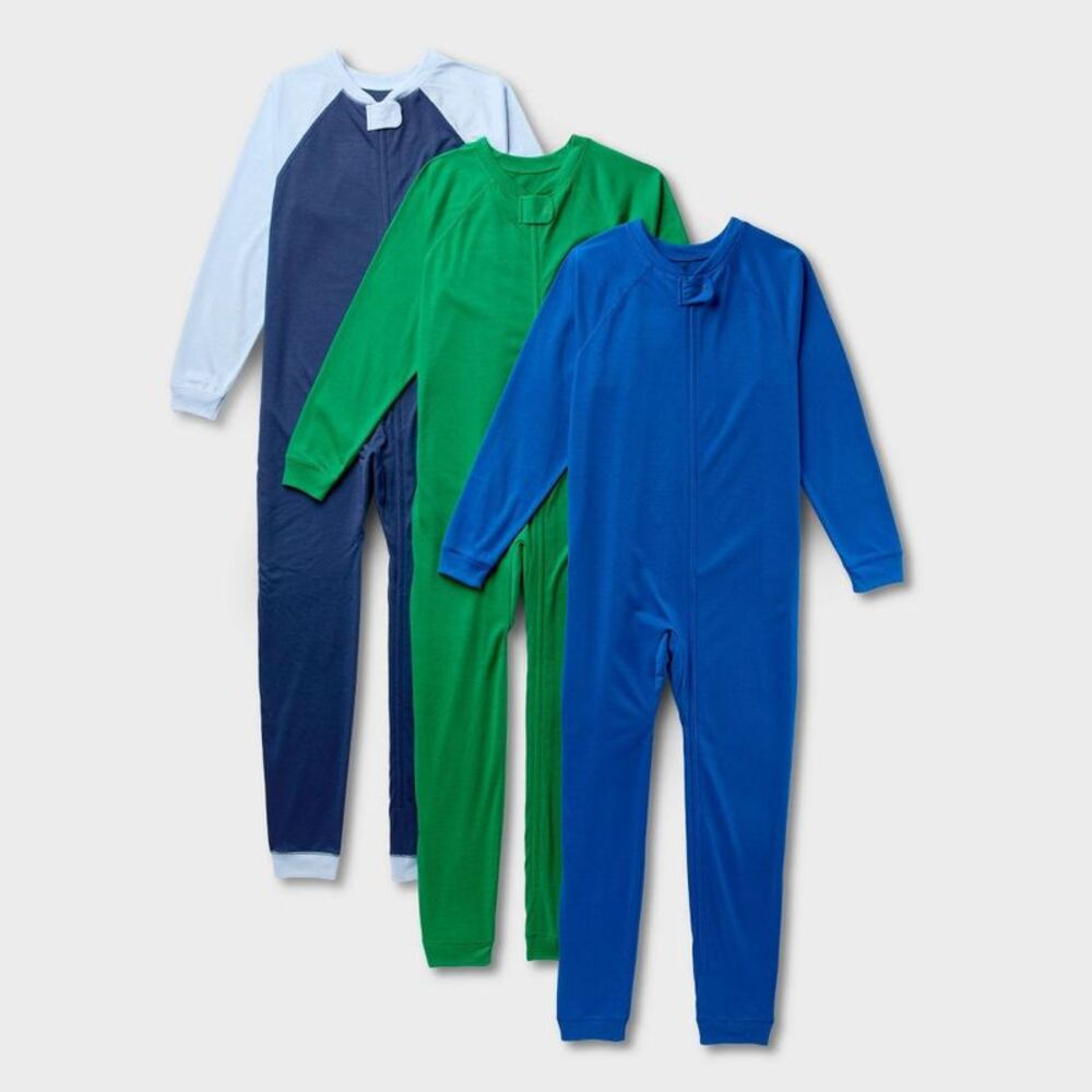 Kids' 3pk Adaptive Reversible Union Suit - Cat & Jack Blue/Green M
